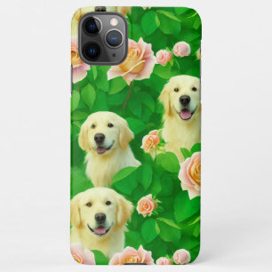 Coque iPhone 11Pro Max Joli Golden Retriever Enchanted Rose Garden