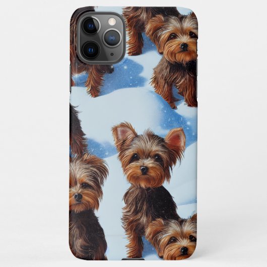 Coque iPhone 11Pro Max Joli Yorkies Enchantée Jardin de neige d'hiver Des (Dos)
