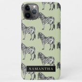 Coque iPhone 11Pro Max Jungle Zebra Wild Motif & Nom personnalisé (Dos)