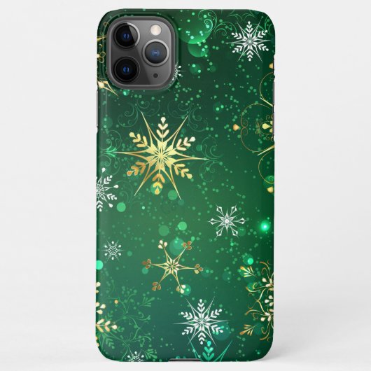 Coque iPhone 11Pro Max Les flocons dorés de Noël sur l'Arrière - plan ver (Dos)