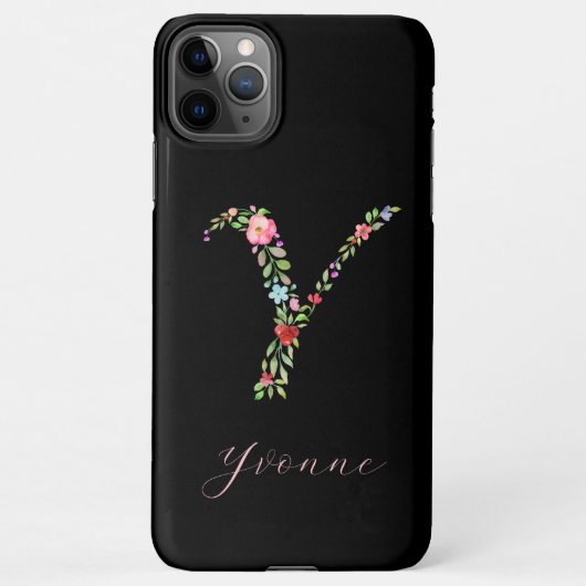 Coque iPhone 11Pro Max LETTRE MOTOGRAPHIQUE FLORALE Y Personnalisée (Dos)