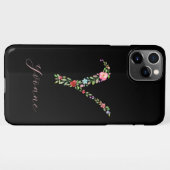 Coque iPhone 11Pro Max LETTRE MOTOGRAPHIQUE FLORALE Y Personnalisée (Dos Horizontal)