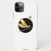 Coque iPhone 11Pro Max libellule d'or en cercle noir (Dos)