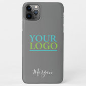 Coque iPhone 11Pro Max Logo/Art/Photo, Nom du script blanc, Gris (Dos)