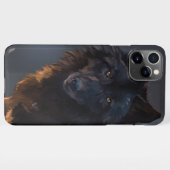 Coque iPhone 11Pro Max Loup noir (Dos Horizontal)