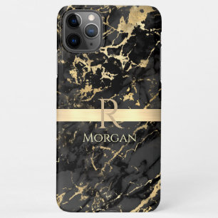 Coque iPhone 11Pro Max Marbre noir et or, Barre d'or, do-it-yourself Nom 