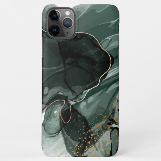 Coque iPhone 11Pro Max Marbre vert émeraude et or, Arrière - plan marbré (Dos)