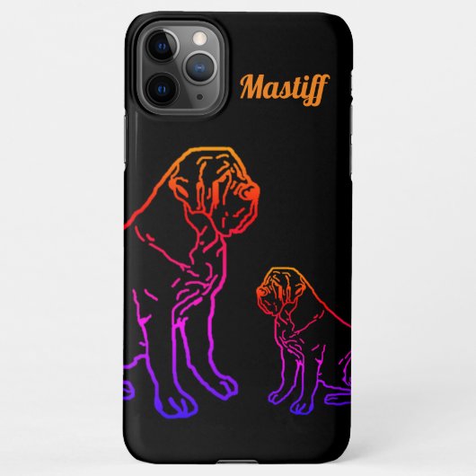 Coque iPhone 11Pro Max Mastiff Anglais Néon Dogue Anglais (Dos)