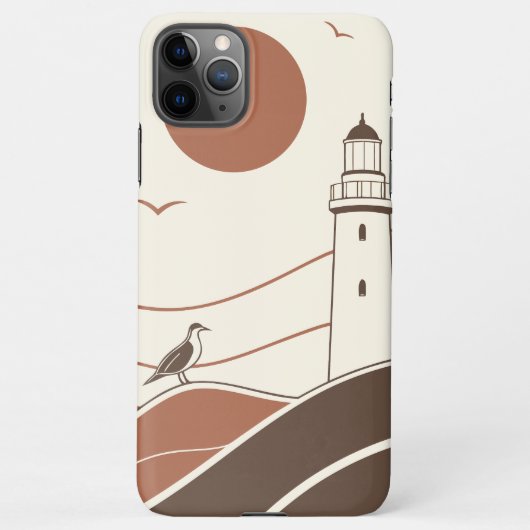 Coque iPhone 11Pro Max Minimal Lighthouse Coastal Illustration Phone Case (Dos)