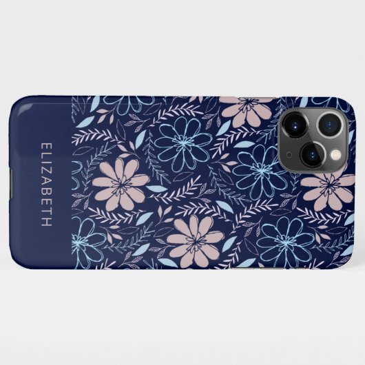 Coque iPhone 11Pro Max Modèle floral de Doodle (Dos Horizontal)