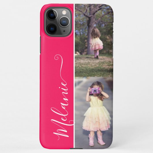 Coque iPhone 11Pro Max Modèle photo personnalisé 2 Photos verticales Nom  (Dos)