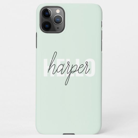 Coque iPhone 11Pro Max Modern Pastel Mint Bonjour Et Vous Nom (Dos)