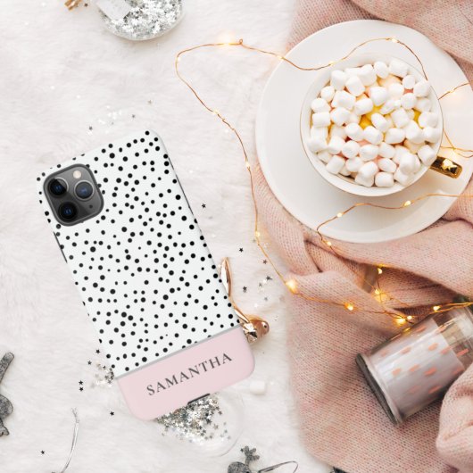 Coque iPhone 11Pro Max Moderne Girly Pastel Rose Avec Nom Personnalisé