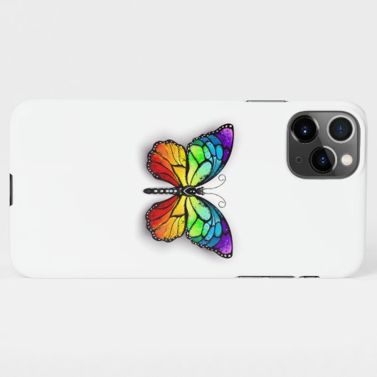 Coque iPhone 11Pro Max Monarque papillon arc-en-ciel (Dos Horizontal)