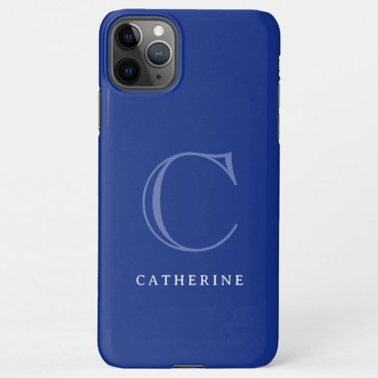 Coque iPhone 11Pro Max Monogramme classique Royal bleu simple (Dos)