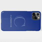 Coque iPhone 11Pro Max Monogramme classique Royal bleu simple (Dos Horizontal)