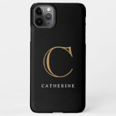 Coque iPhone 11Pro Max Monogramme classique simple en noir et or (Dos)
