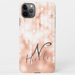 Coque iPhone 11Pro Max Monogramme de brillance d'or Rose