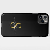 Coque iPhone 11Pro Max Monogramme d'or noir moderne Nom de script élégant (Dos Horizontal)
