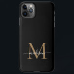 Coque iPhone 11Pro Max Monogramme d'or noir moderne Nom du script féminin<br><div class="desc">Monogramme d'or noir moderne Feminine Script Nom Téléphone Boîtier</div>