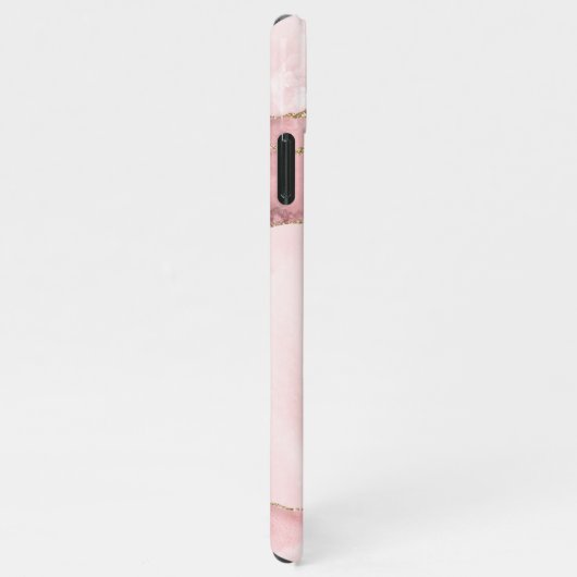 Coque iPhone 11Pro Max Monogramme en marbre moderne en pierre rose (Côté droit)
