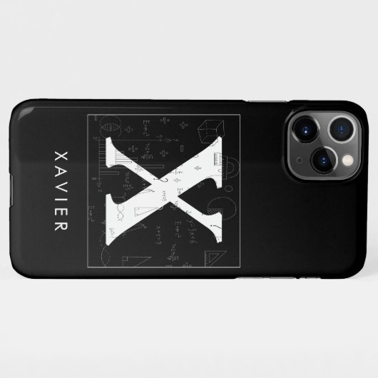 Coque iPhone 11Pro Max Monogramme mathématique - Xavier (Dos Horizontal)