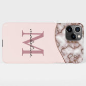 Coque iPhone 11Pro Max Monogramme or Rose brut moderne (Dos Horizontal)