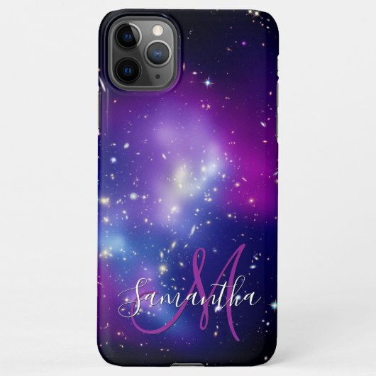 Coque iPhone 11Pro Max Monogramme photo céleste violet (Dos)
