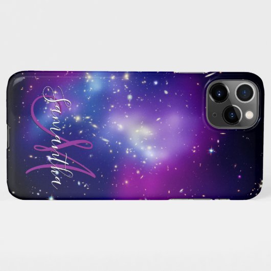 Coque iPhone 11Pro Max Monogramme photo céleste violet (Dos Horizontal)