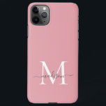 Coque iPhone 11Pro Max Monogramme rose Fille Élégant Gris Chic Script<br><div class="desc">Monogramme rose Fille Élégant Gris Chic Script Téléphone Case</div>