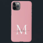 Coque iPhone 11Pro Max Monogramme rose Fille Élégant Gris Chic Script<br><div class="desc">Monogramme rose Fille Élégant Gris Chic Script Téléphone Case</div>