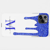 Coque iPhone 11Pro Max Monogramme Royal Blue Sparkle Parties scintillant  (Dos Horizontal)