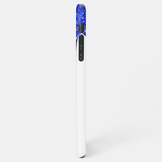 Coque iPhone 11Pro Max Monogramme Royal Blue Sparkle Parties scintillant  (Côté gauche)