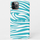 Coque iPhone 11Pro Max Monogramme Turquoise Striped Zebra Pattern tendanc (Dos)