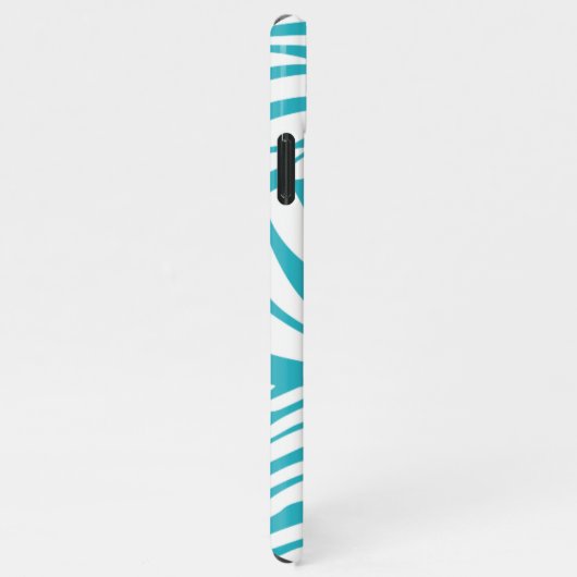 Coque iPhone 11Pro Max Monogramme Turquoise Striped Zebra Pattern tendanc (Côté droit)