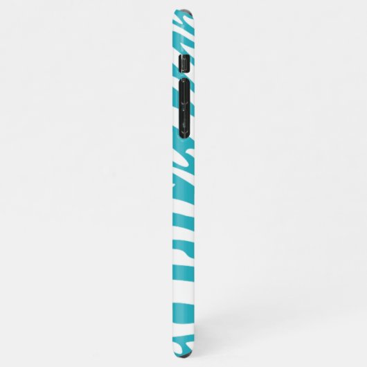 Coque iPhone 11Pro Max Monogramme Turquoise Striped Zebra Pattern tendanc (Côté gauche)