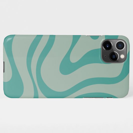 Coque iPhone 11Pro Max Motif Abstrait Rétro Liquid Swirl Muted Turquoise (Dos Horizontal)