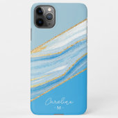 Coque iPhone 11Pro Max Motif d'art en marbre bleu azur (Dos)