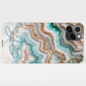 Coque iPhone 11Pro Max Motif d'art en marbre d'or rose rose Aqua (Dos Horizontal)