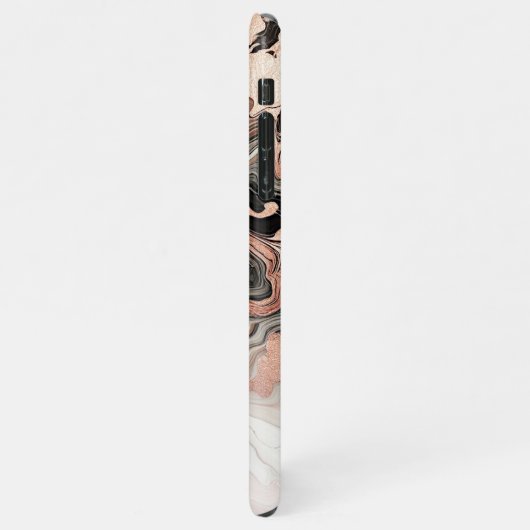 Coque iPhone 11Pro Max Motif d'art en marbre noir gris rose rose (Côté gauche)
