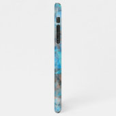 Coque iPhone 11Pro Max Motif d'art en mosaïque gris bleu turquoise (Côté gauche)