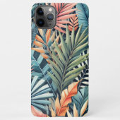Coque iPhone 11Pro Max Motif d'art Feuille turquoise bleu vert rose orang (Dos)
