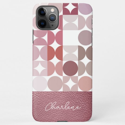 Coque iPhone 11Pro Max Motif d'art rétro rose pâle personnalisé Mauve Tau (Dos)
