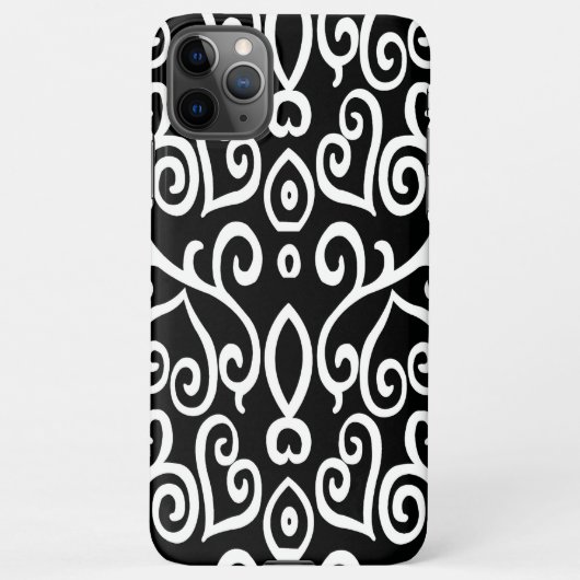 Coque iPhone 11Pro Max Motif de coeur noir et blanc (Dos)