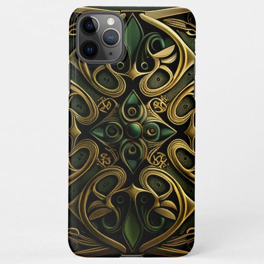 Coque iPhone 11Pro Max Motif de décoration en bronze vert (Dos)