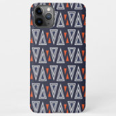 Coque iPhone 11Pro Max Motif de triangles géométriques bleu foncé et roug (Dos)