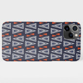 Coque iPhone 11Pro Max Motif de triangles géométriques bleu foncé et roug (Dos Horizontal)