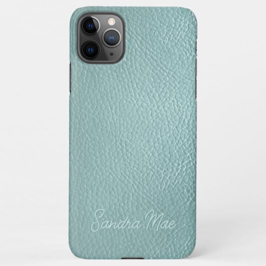 Coque iPhone 11Pro Max Motif en cuir vert Aqua Classé Personnalisé (Dos)