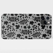 Coque iPhone 11Pro Max Motif Feuille tombé noir sur gris (Dos Horizontal)