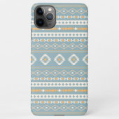 Coque iPhone 11Pro Max Motif Motif Mixte Aztec Crème Bleu Orange (Dos)